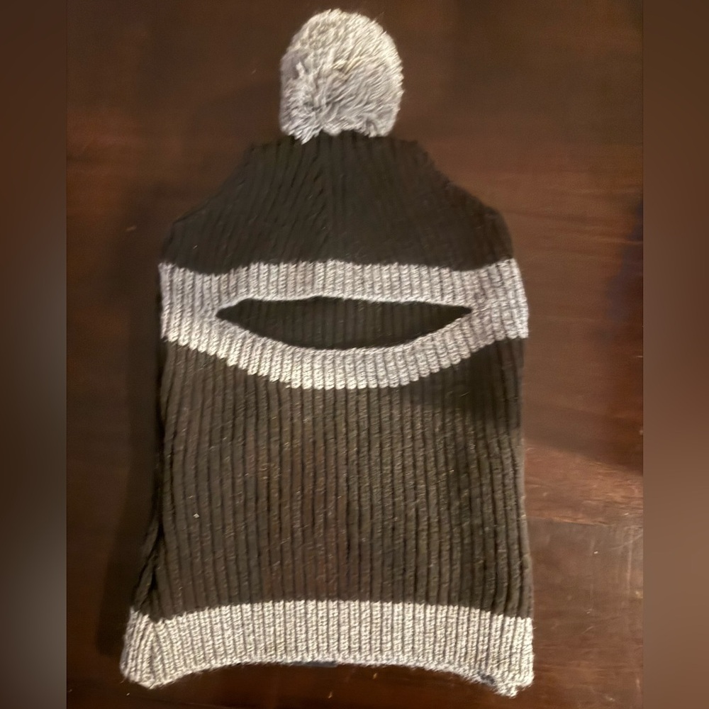 Canada Pooch Black and Gray Knit hat with Pom Pom-dog